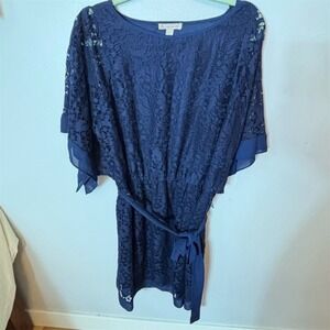 Dress‎ Barn Women's Size 16 Blue Lace Knee Length Dress Formal